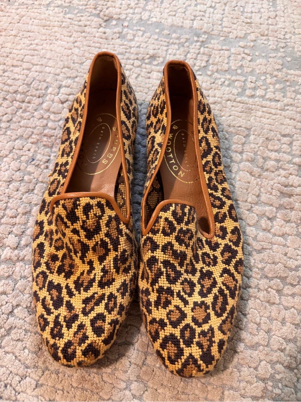 Stubbs and Wootton Leopard Print woven Women's Loafers 9.5 never worn